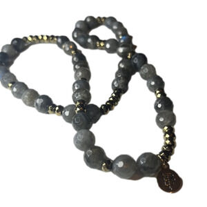 Bourbon and Bowties Stretch Necklace Grey & Gold